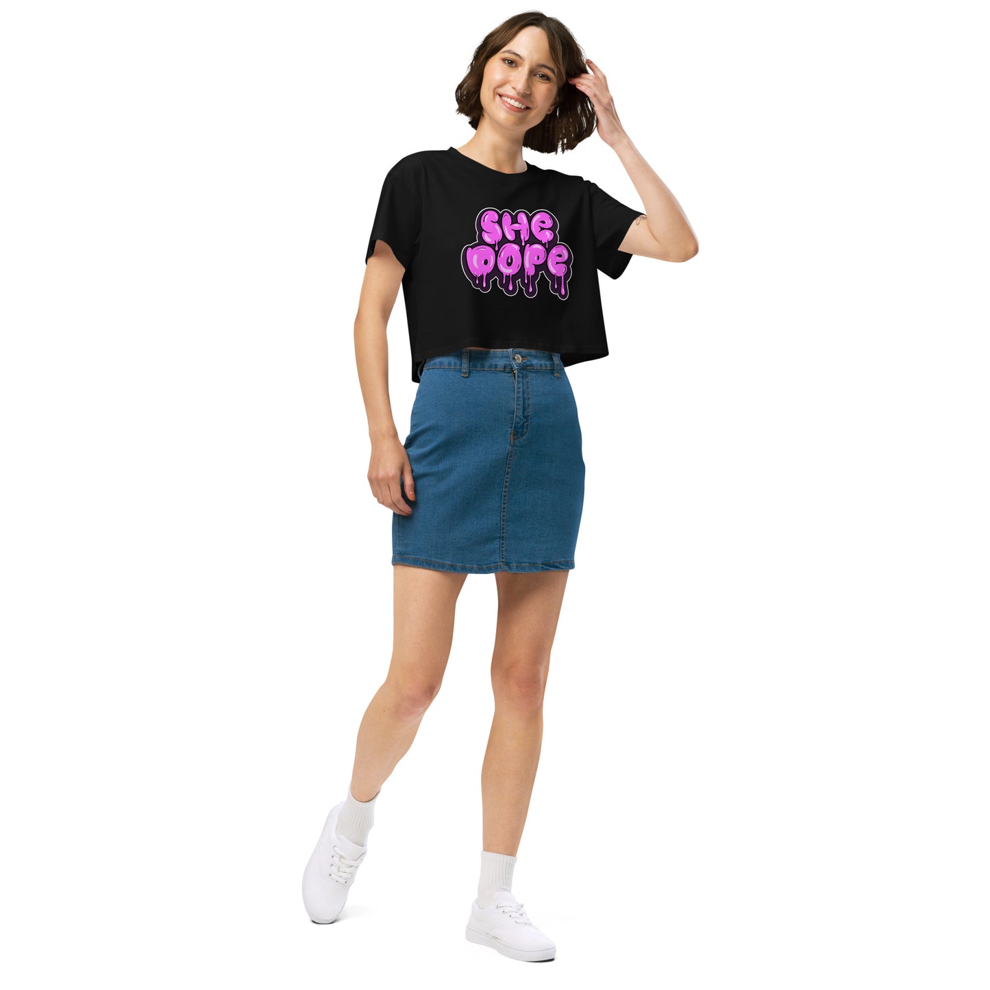 "She Dope" women’s crop top