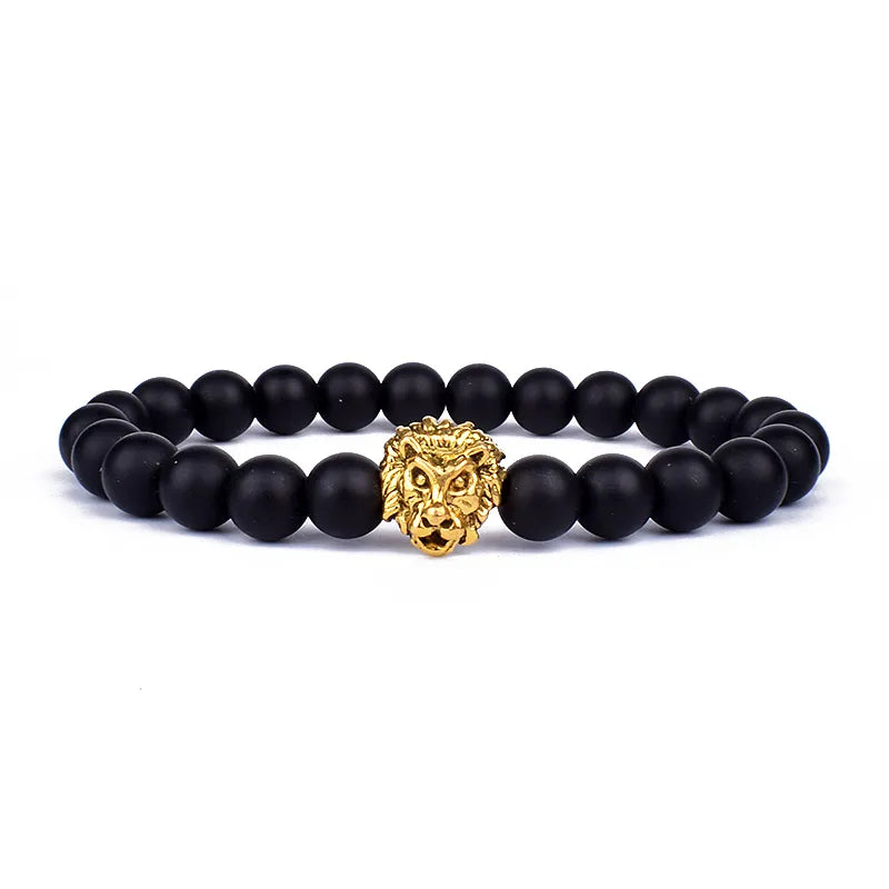 Fashion Obsidian Lion Head Bracelet