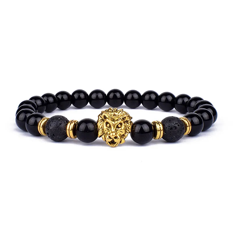 Fashion Obsidian Lion Head Bracelet