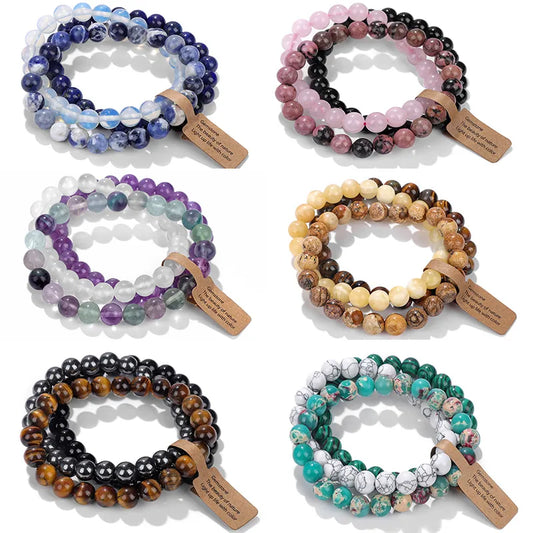 3pc Natural Stone Bracelet Set