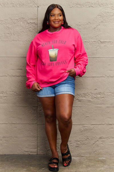 NEVER TOO COLD FOR ICED COFFEE Round Neck Sweatshirt