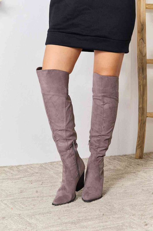 East Lion Block Heel Knee High Boots