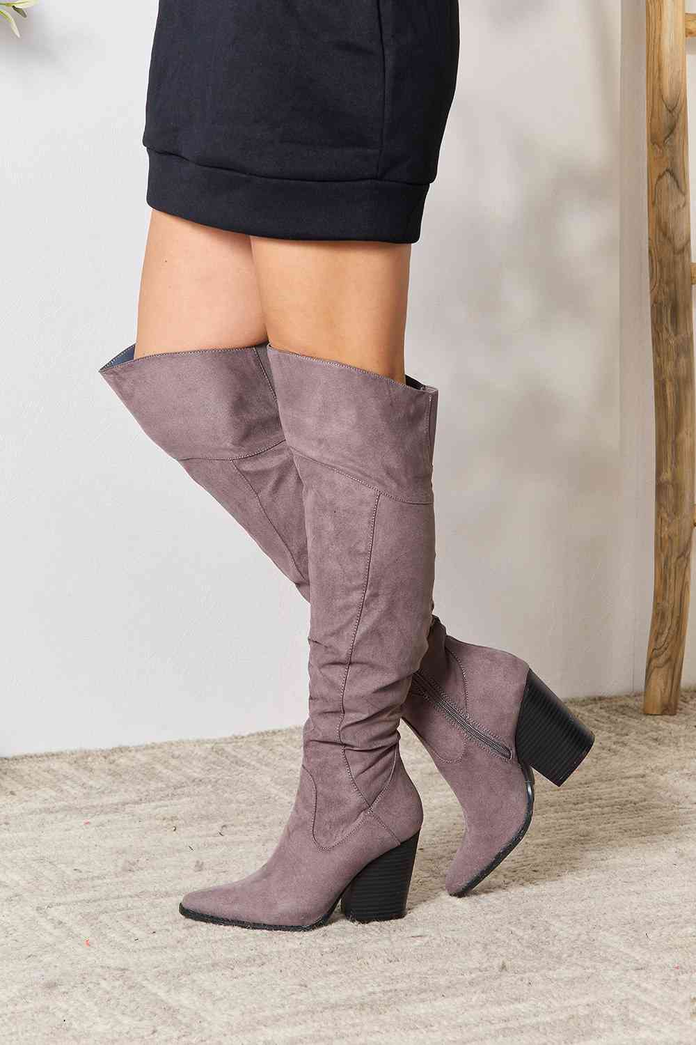 East Lion Block Heel Knee High Boots