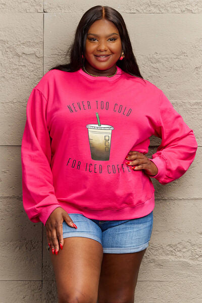 NEVER TOO COLD FOR ICED COFFEE Round Neck Sweatshirt